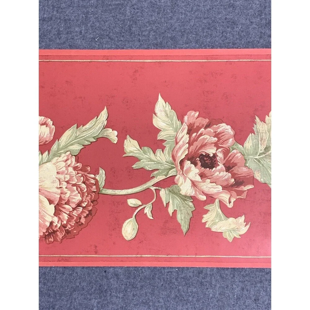 Vintage Red Imperial Wild Poppies wallpaper border 9” x 15’